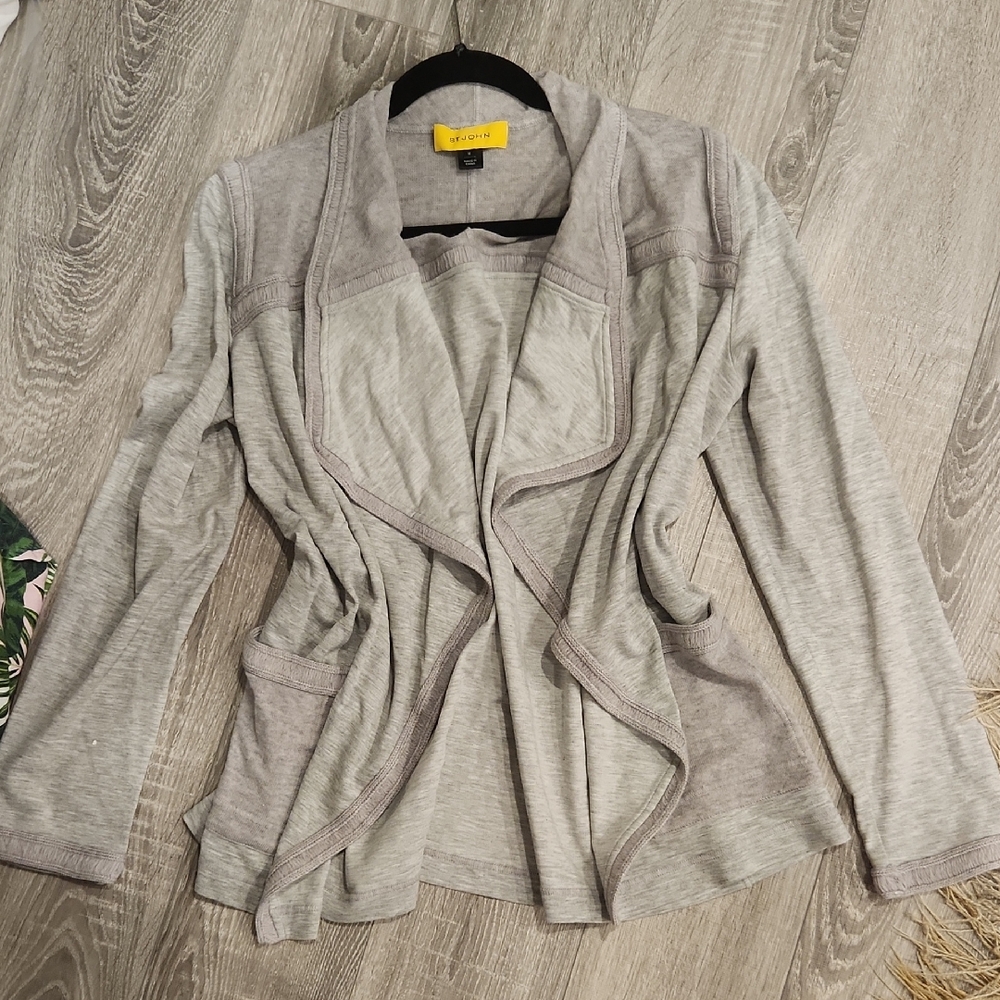 St. John Gray Open Front Sweater